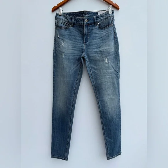 WHBM The Skinny Leather Trim Jeans Size 6 - Picture 3 of 16